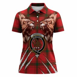 Darroch Tartan Crest Women Polo Shirt Ferocious Lion Style