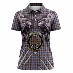 Boswell Tartan Crest Women Polo Shirt Ferocious Lion Style