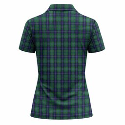 Douglas Tartan Crest Women Polo Shirt Ferocious Lion Style