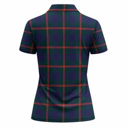 Agnew Tartan Crest Women Polo Shirt Ferocious Lion Style