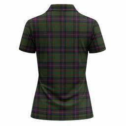 Cochrane Tartan Crest Women Polo Shirt Ferocious Lion Style