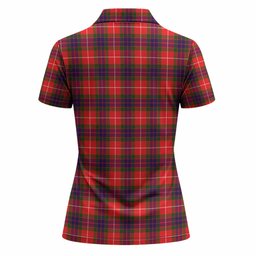 Abernethy Tartan Crest Women Polo Shirt Ferocious Lion Style