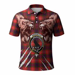 Abernethy Tartan Crest Polo Shirt Ferocious Lion Style