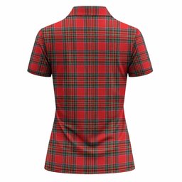 Binning Tartan Crest Women Polo Shirt Ferocious Lion Style