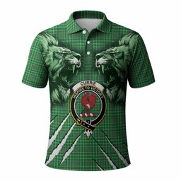 Currie Tartan Crest Polo Shirt Ferocious Lion Style