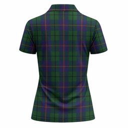 Carmichael Tartan Crest Women Polo Shirt Ferocious Lion Style