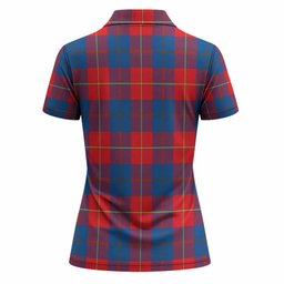 Blane Tartan Crest Women Polo Shirt Ferocious Lion Style