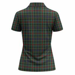 Bisset Tartan Crest Women Polo Shirt Ferocious Lion Style