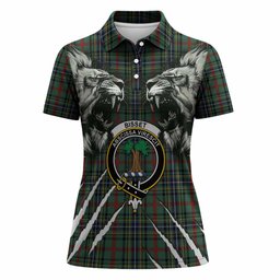 Bisset Tartan Crest Women Polo Shirt Ferocious Lion Style