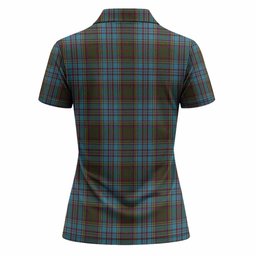Anderson Tartan Crest Women Polo Shirt Ferocious Lion Style