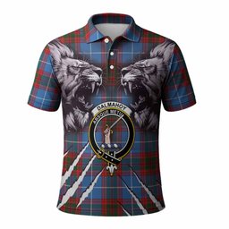 Dalmahoy Tartan Crest Polo Shirt Ferocious Lion Style