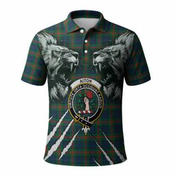 Aiton Tartan Crest Polo Shirt Ferocious Lion Style