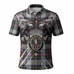 Dennistoun Tartan Crest Polo Shirt Ferocious Lion Style