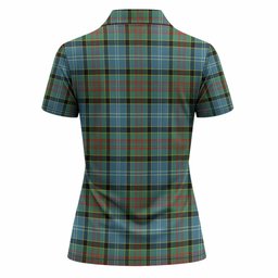 Cathcart Tartan Crest Women Polo Shirt Ferocious Lion Style