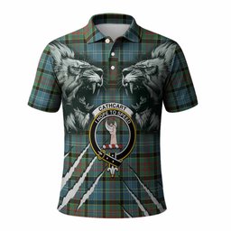 Cathcart Tartan Crest Polo Shirt Ferocious Lion Style