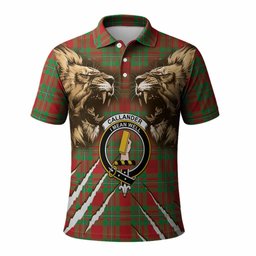 Callander Tartan Crest Polo Shirt Ferocious Lion Style