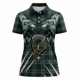 Blackadder Tartan Crest Women Polo Shirt Ferocious Lion Style