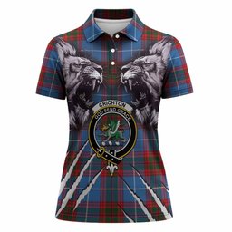 Crichton (Crighton) Tartan Crest Women Polo Shirt Ferocious Lion Style