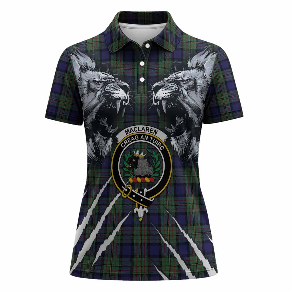 MacLaren (McLaren) Tartan Crest Women Polo Shirt Ferocious Lion Style