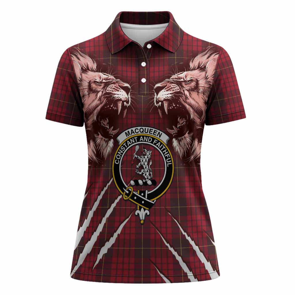 MacQueen (McQueen) Tartan Crest Women Polo Shirt Ferocious Lion Style