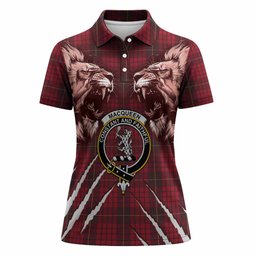 MacQueen (McQueen) Tartan Crest Women Polo Shirt Ferocious Lion Style