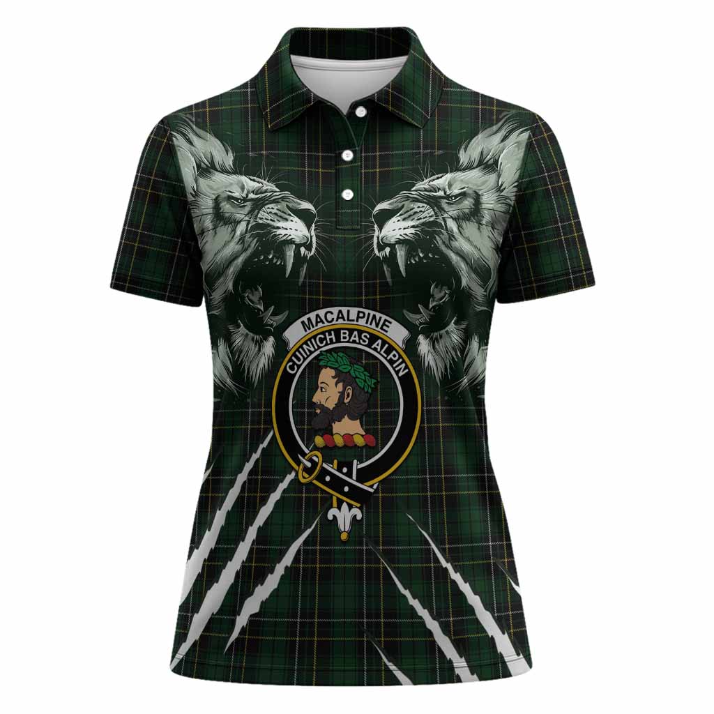 MacAlpine (MacAlpin) Tartan Crest Women Polo Shirt Ferocious Lion Style