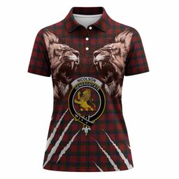 Nicolson Tartan Crest Women Polo Shirt Ferocious Lion Style