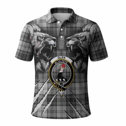 Glen Tartan Crest Polo Shirt Ferocious Lion Style