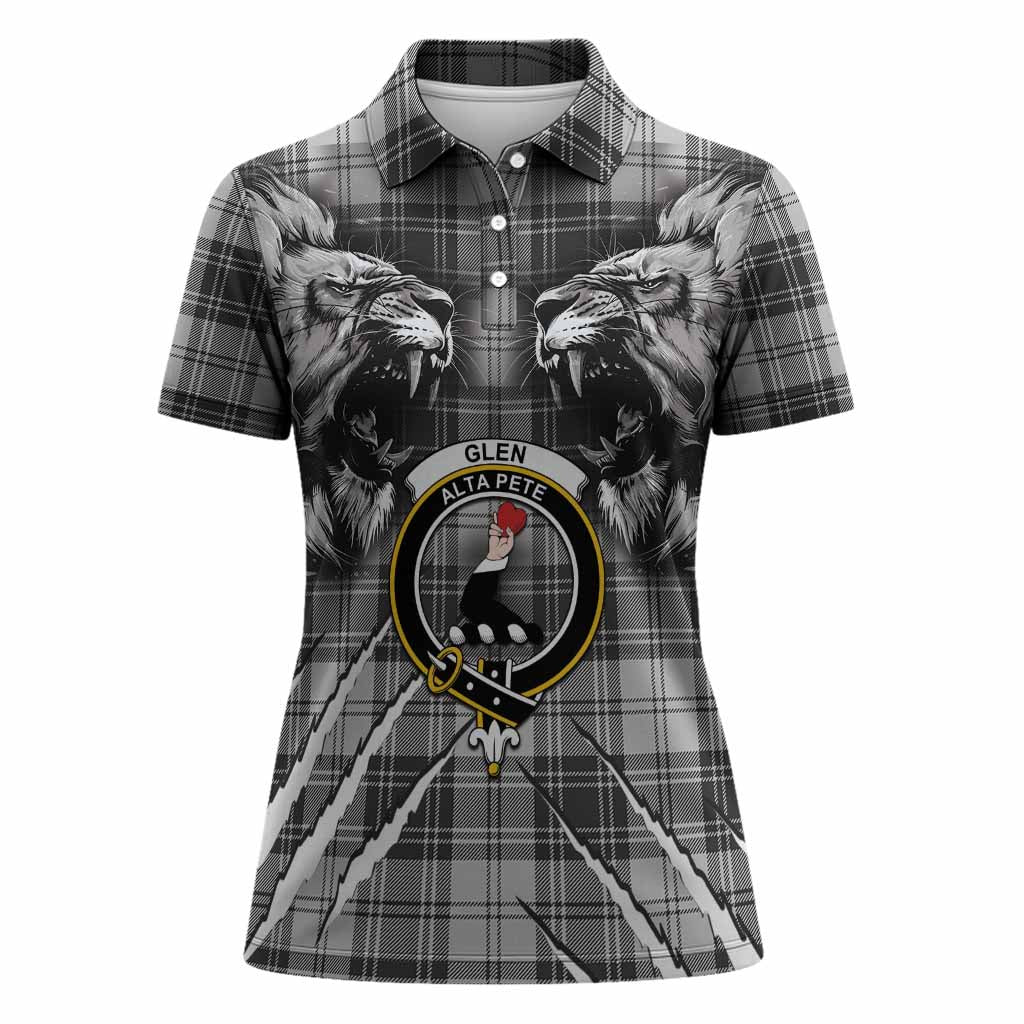 Glen Tartan Crest Women Polo Shirt Ferocious Lion Style
