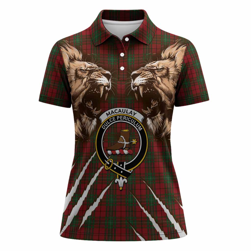 MacAulay (MacAuley) Tartan Crest Women Polo Shirt Ferocious Lion Style