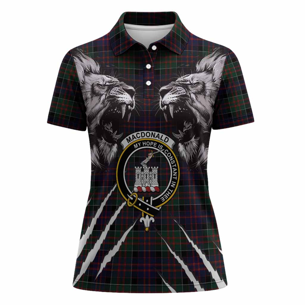 MacDonald (McDonald) of Clanranald Tartan Crest Women Polo Shirt Ferocious Lion Style