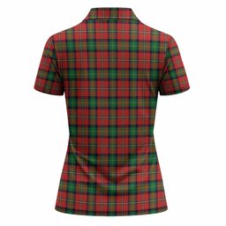 Fairlie Tartan Crest Women Polo Shirt Ferocious Lion Style