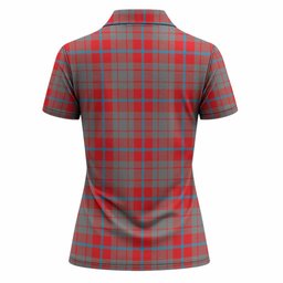 Moubray Tartan Crest Women Polo Shirt Ferocious Lion Style