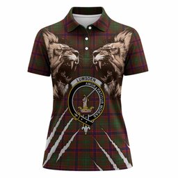 Lumsden Tartan Crest Women Polo Shirt Ferocious Lion Style