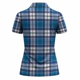 Hutton Tartan Crest Women Polo Shirt Ferocious Lion Style