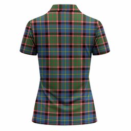 Glass Tartan Crest Women Polo Shirt Ferocious Lion Style