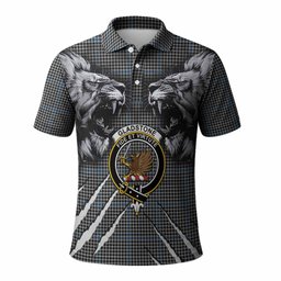 Gladstone (Gladstanes) Tartan Crest Polo Shirt Ferocious Lion Style