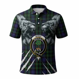 Mowat Tartan Crest Polo Shirt Ferocious Lion Style