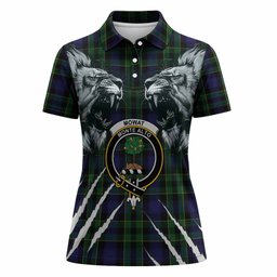 Mowat Tartan Crest Women Polo Shirt Ferocious Lion Style