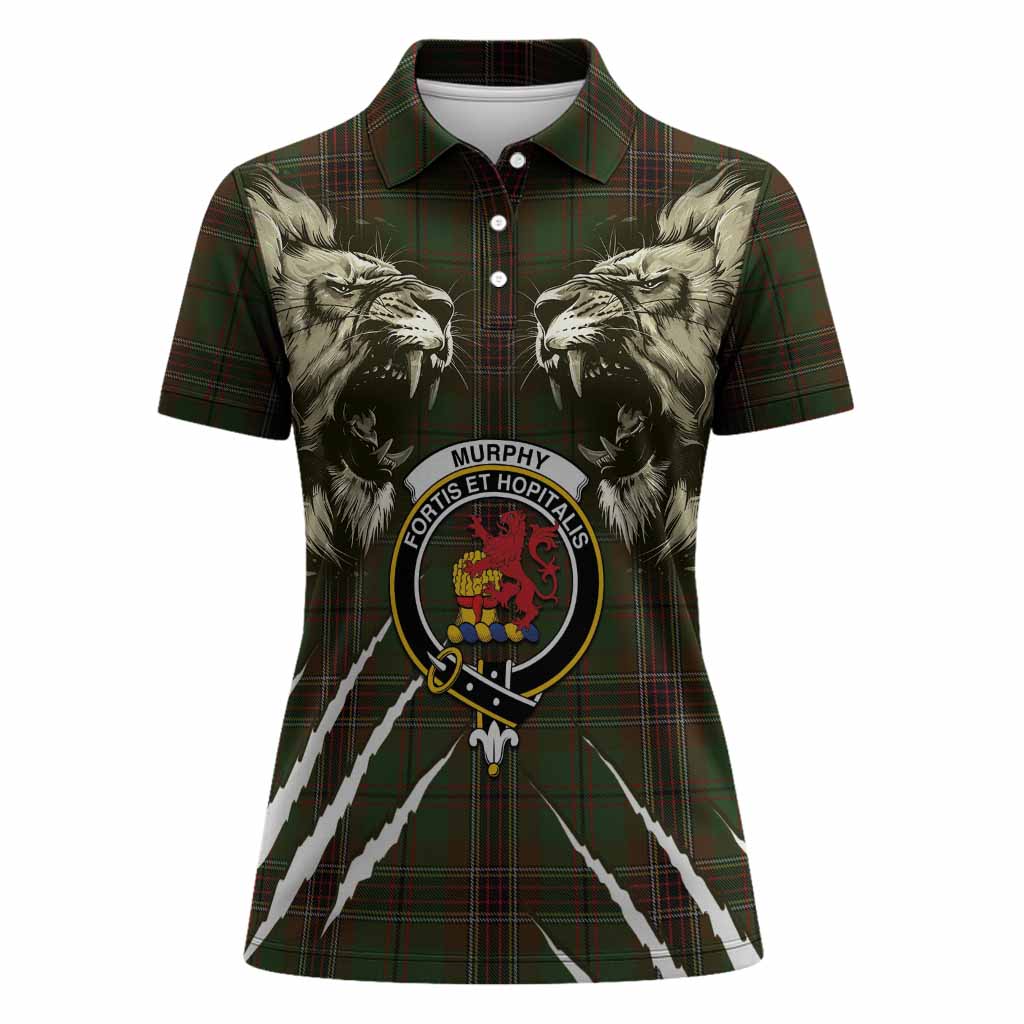 Murphy Tartan Crest Women Polo Shirt Ferocious Lion Style