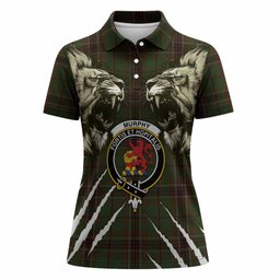 Murphy Tartan Crest Women Polo Shirt Ferocious Lion Style