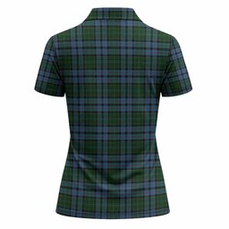 Forsyth Tartan Crest Women Polo Shirt Ferocious Lion Style