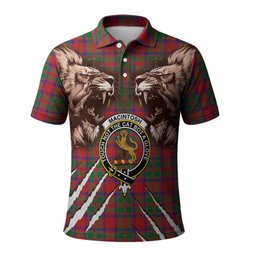 MacIntosh (McIntosh) Tartan Crest Polo Shirt Ferocious Lion Style