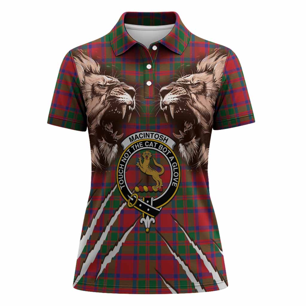 MacIntosh (McIntosh) Tartan Crest Women Polo Shirt Ferocious Lion Style