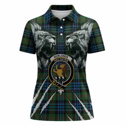 Newlands Tartan Crest Women Polo Shirt Ferocious Lion Style