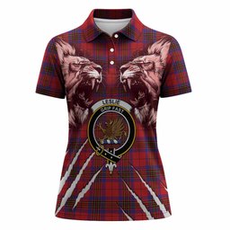 Leslie Tartan Crest Women Polo Shirt Ferocious Lion Style