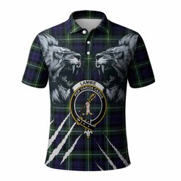 Lammie Tartan Crest Polo Shirt Ferocious Lion Style