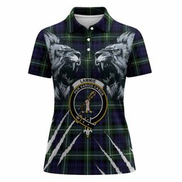 Lammie Tartan Crest Women Polo Shirt Ferocious Lion Style