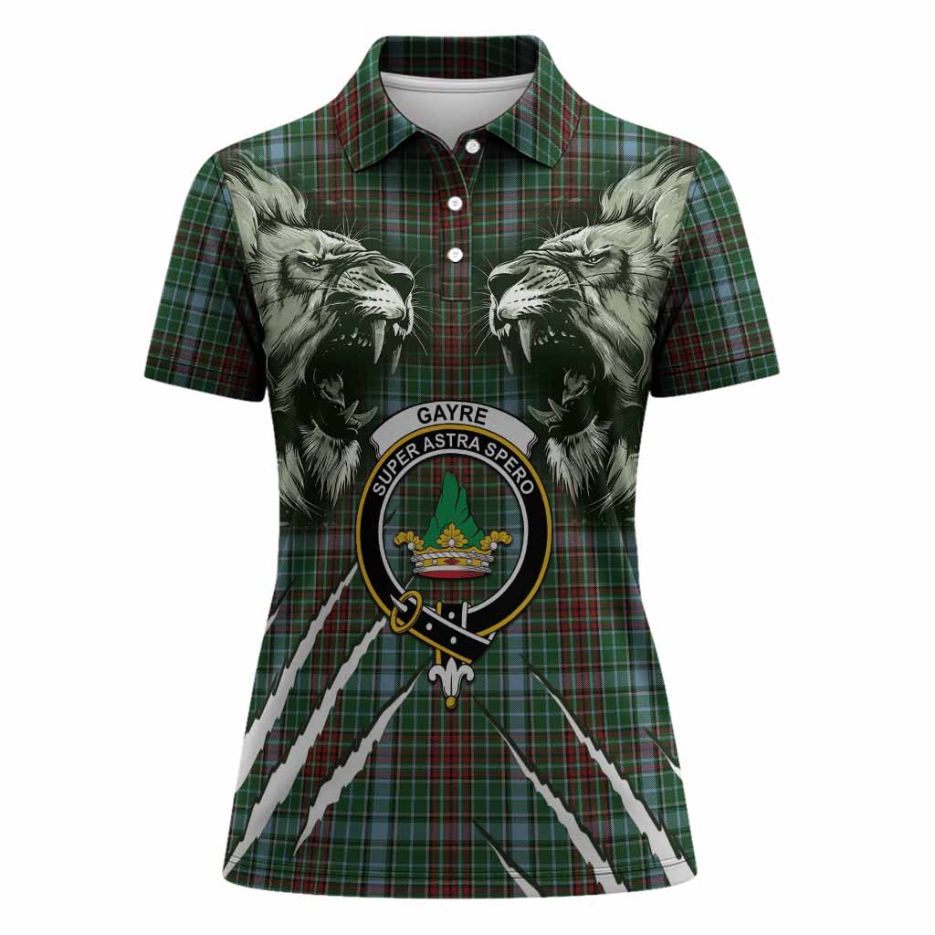 Gayre Tartan Crest Women Polo Shirt Ferocious Lion Style