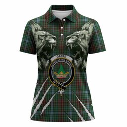 Gayre Tartan Crest Women Polo Shirt Ferocious Lion Style